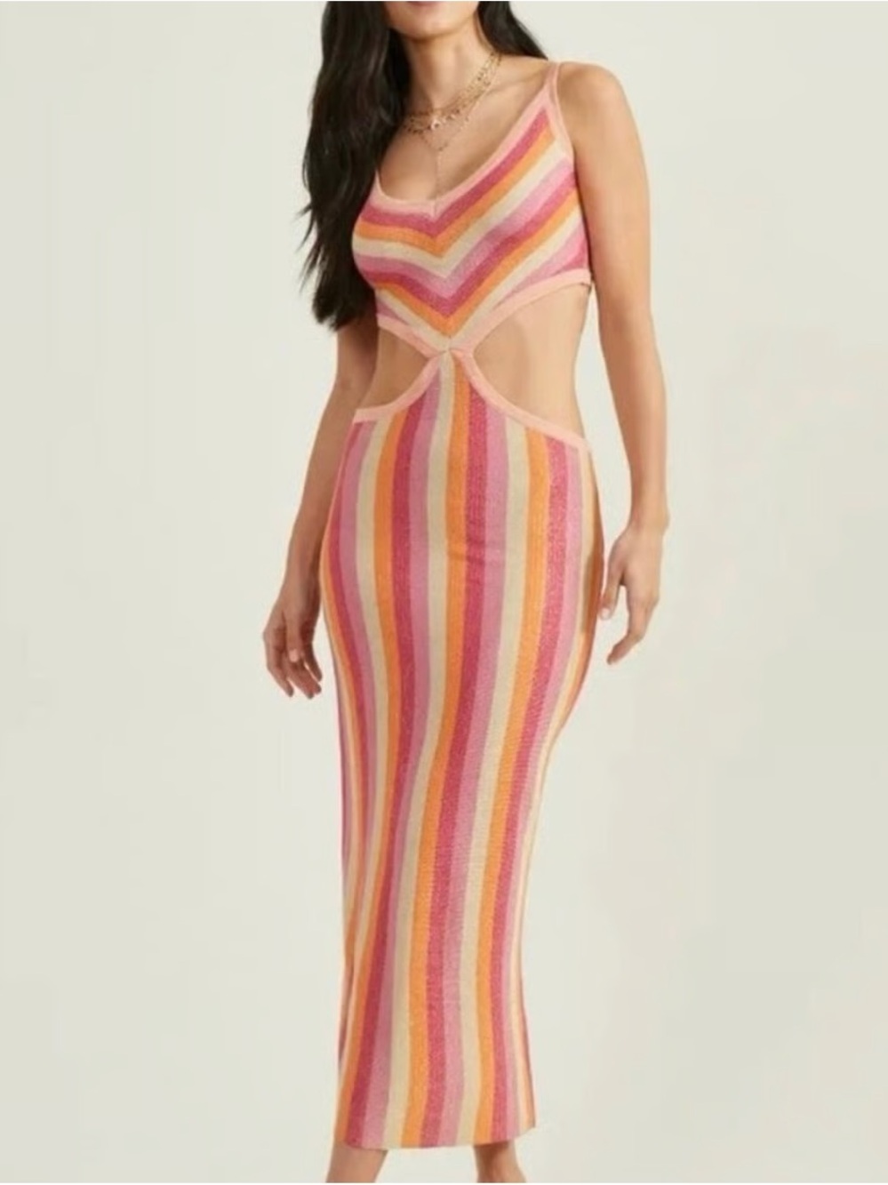 ALTAR’D STATE AVERY STRIPED MIDI DRESS